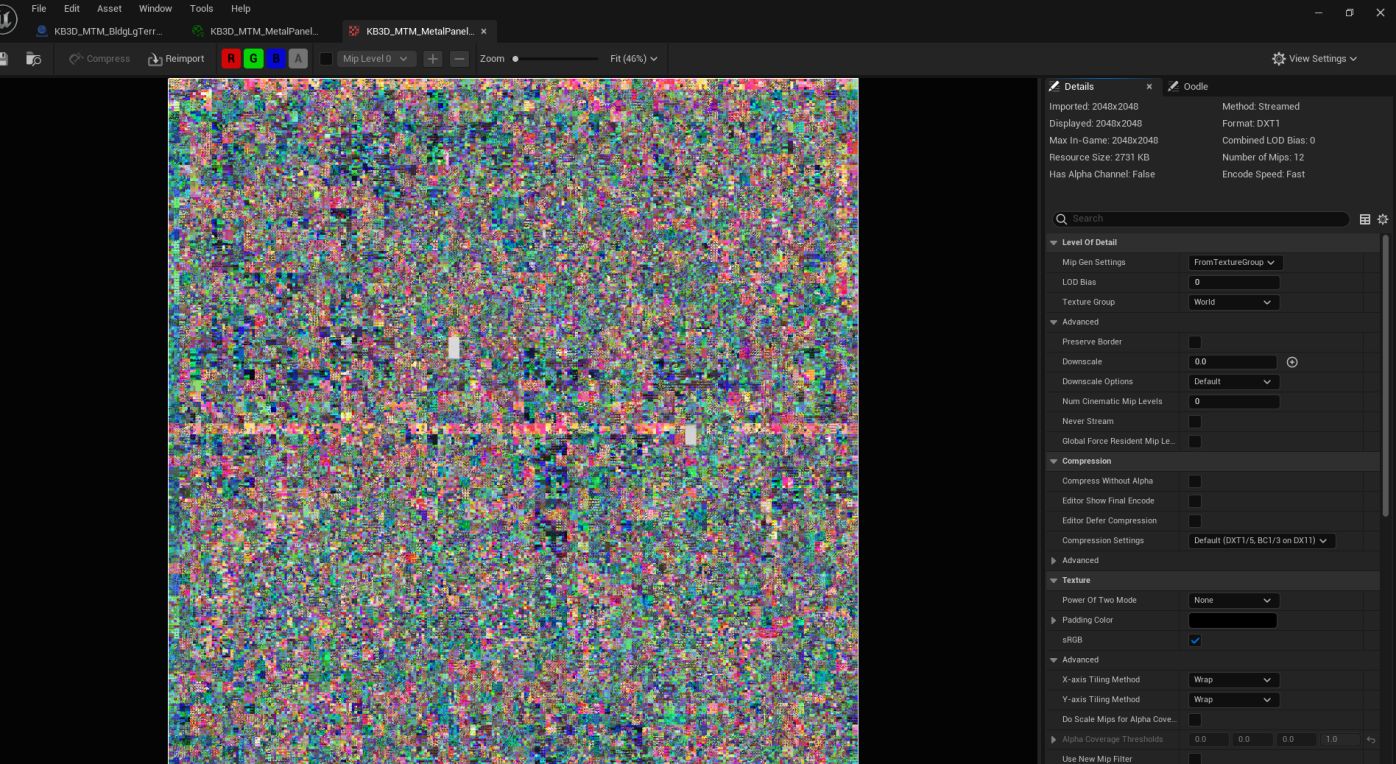Unreal Engine 5.1 texture corruption issue - texture corruption closer look